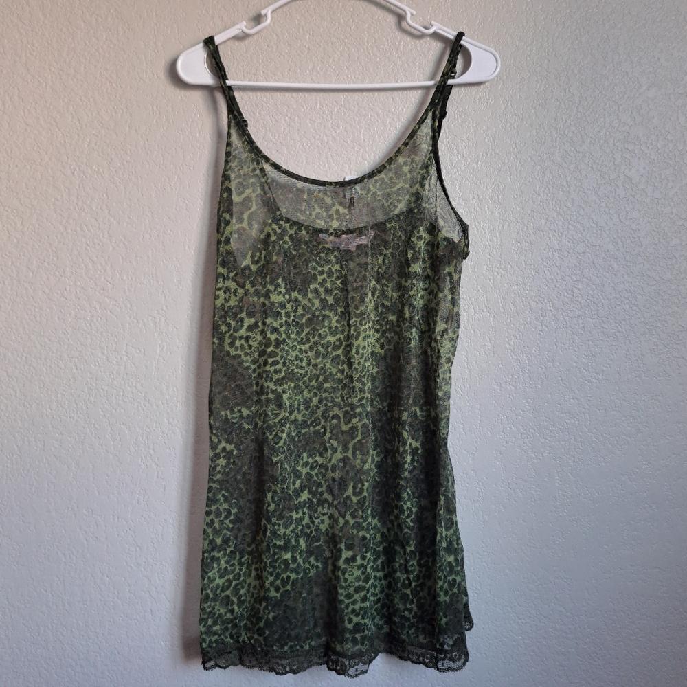 Victoria's Secret Sheer Green Leapord Print Slip Size Large
